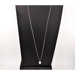 SU Italy Sterling Silver Solitaire CZ Necklace